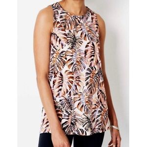 J Jill Wearever Palm Print‎ Layering Tank Top M Sleeveless Stretchy Summer Beach